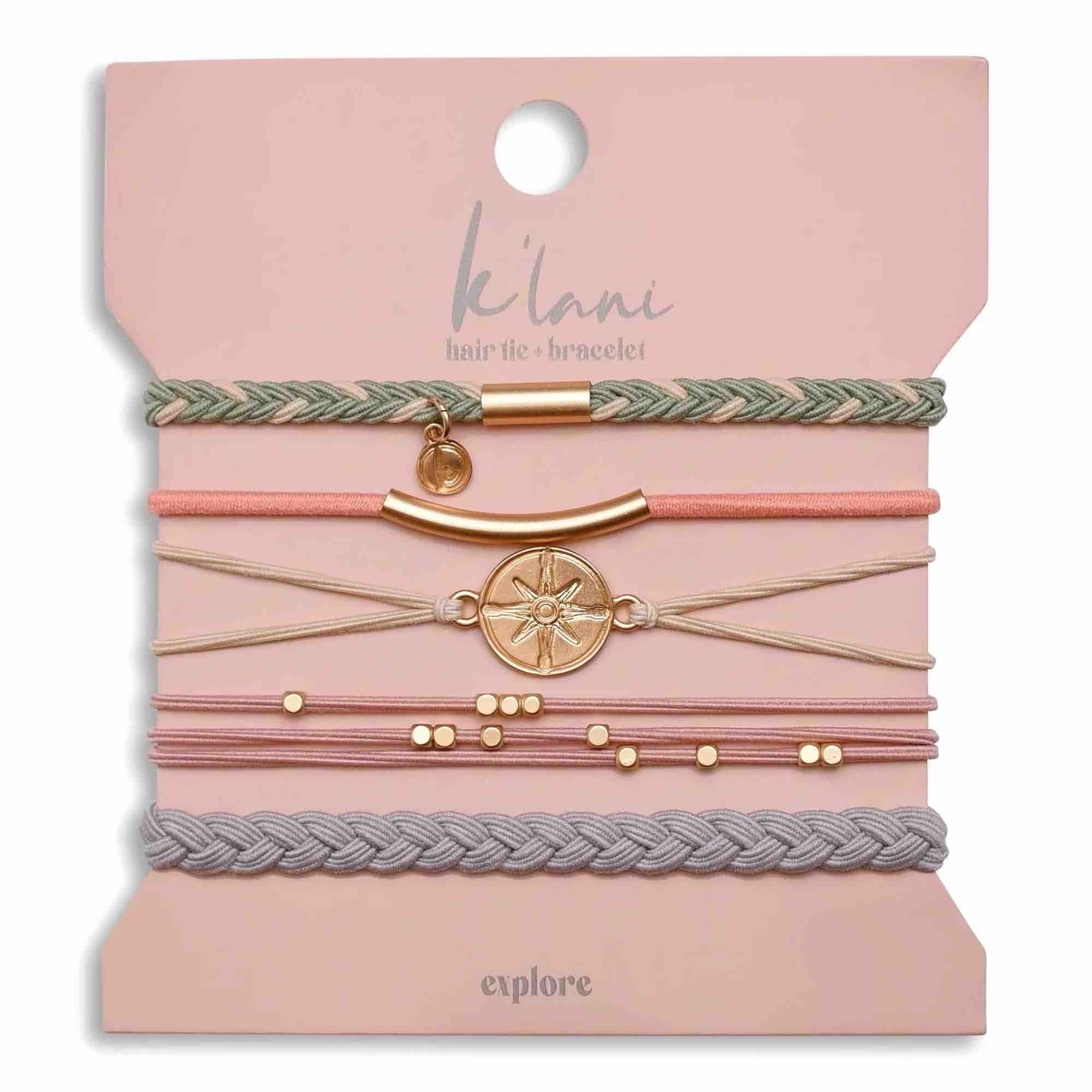<p>It’s a wild world… EXPLORE it in these jungle inspired colors.</p><p>K&#39;lani hair tie bracelets can be used as a bracelet or hair band. </p><p> </p><p><strong>Medium</strong> is the size of a normal hair tie band. It fits wrists between 5-6.4&#34; a