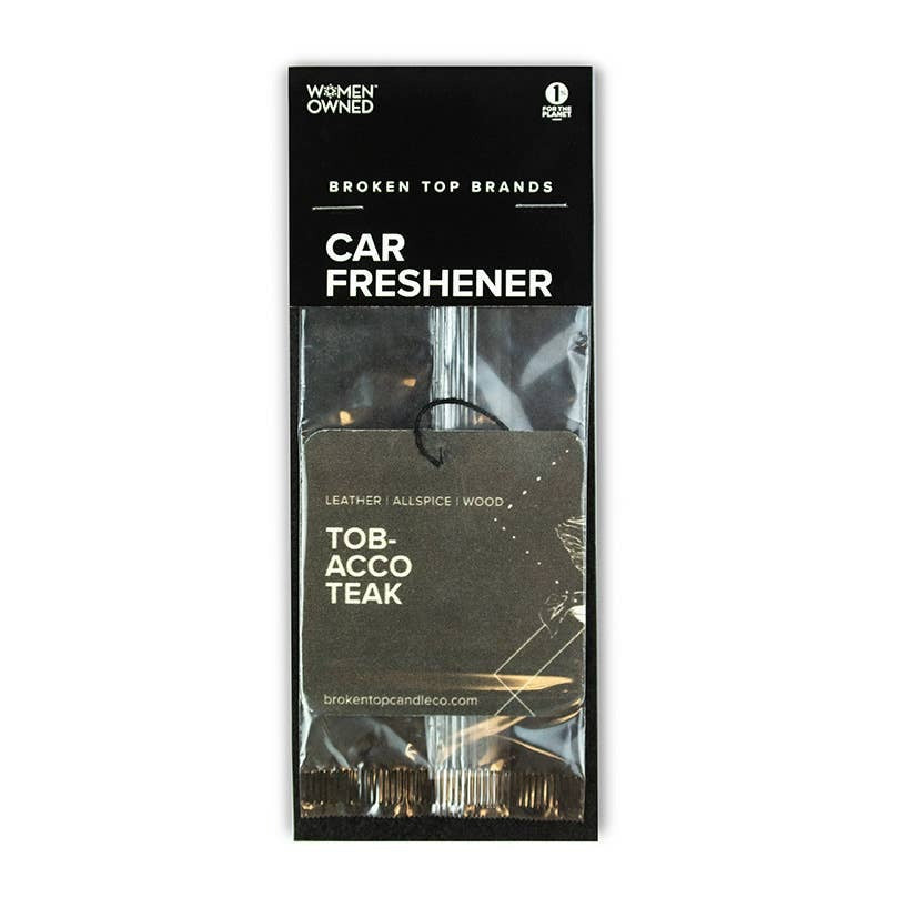 Leather | Allspice | Wood

Take your favorite B|T scent on the road with you wherever you go! Great for hanging on the rear-view mirror and in other small spaces. Bold and complex, Tobacco Teak is an eclectic combination of spices from the West Indies mix