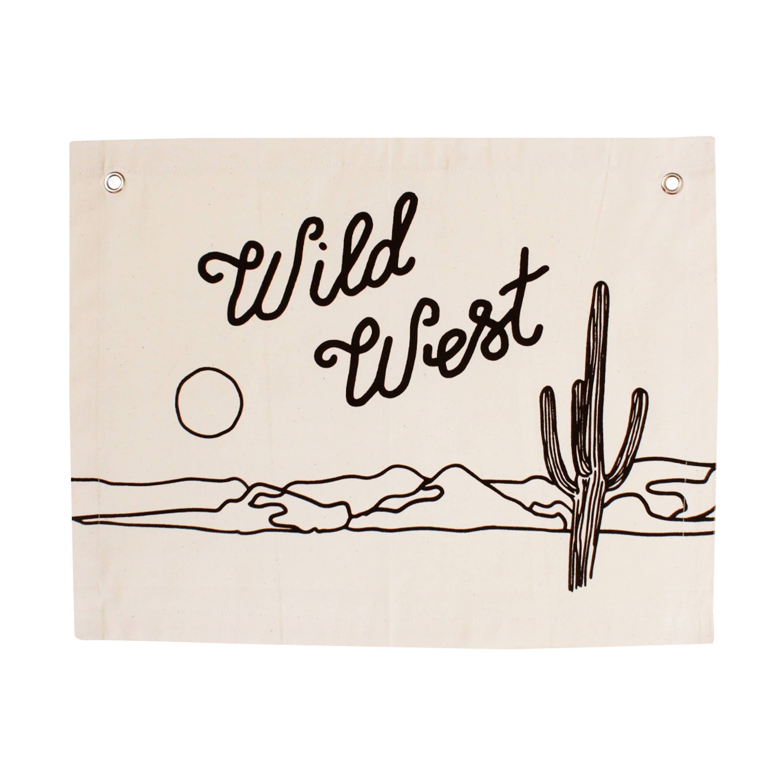 d e s c r i p t i o n

"Wild West" with desert landscape design. Black screen print on natural canvas banner.
HOWDY LINE 2022

Sewn and screen printed by hand on natural canvas by Kenyan artisans.

s p e c s

+ natural canvas

+ 5/16 inch grommets

+ 20in