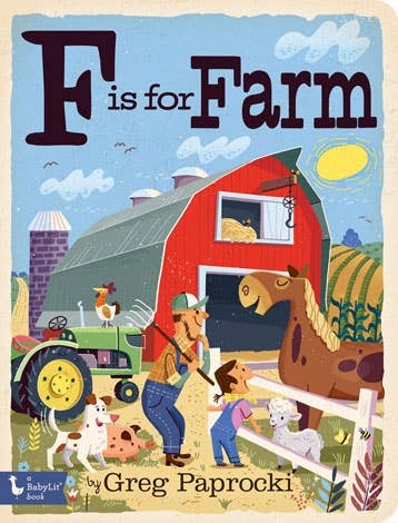 An engaging collection of 26 illustrations featuring farm favorites from chickens and honey to overalls and a tractor. Illustrator Greg Paprocki’s popular BabyLit alphabet board books feature his classically retro midcentury art style that’s proven to be 