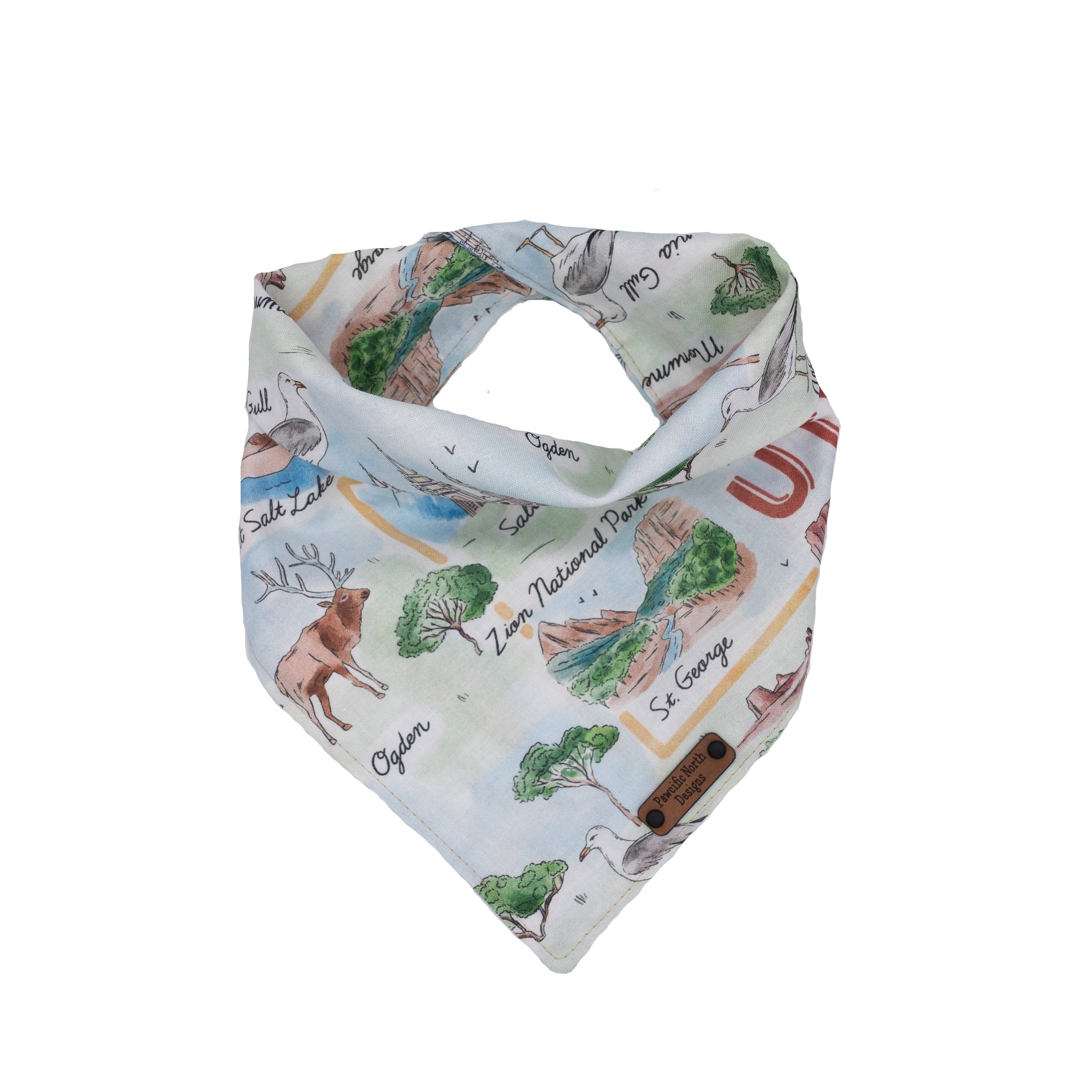 Made of soft cotton material. Each bandana comes with 3 metal snap buttons and finished with our faux leather tag.

Material: 100% Cotton fabric

Care:

Machine wash gentle cold, non-chlorine bleach, tumble dry low, warm iron
