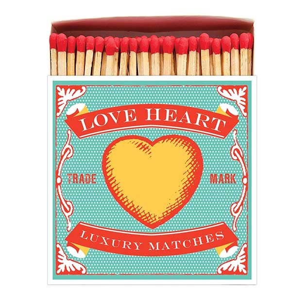 The Love Heart Luxury Matchbox with it's warm orange and chilly blue design is cute, kitsch and completely gorgeous.