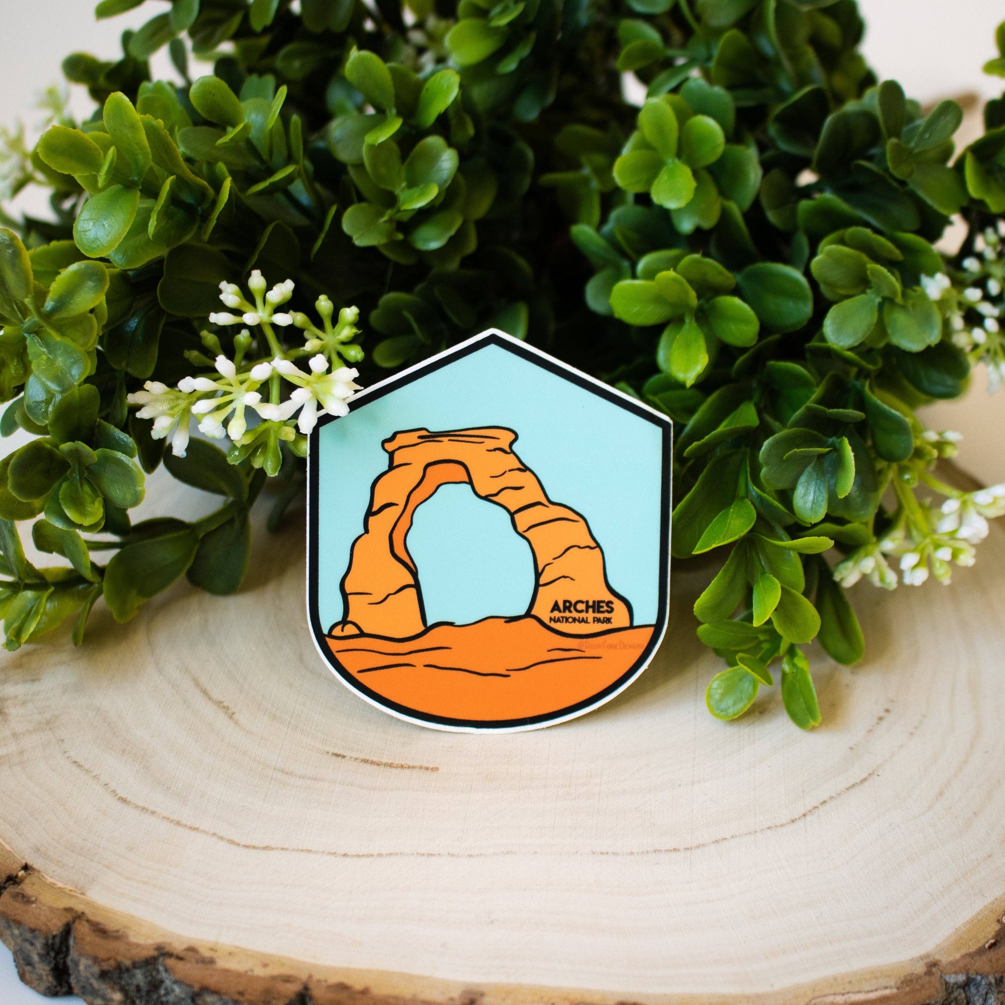 Arches National Park Sticker is inspired by the beautiful and oh-so-popular Delicate Arch in Arches national park.

Size: 2.5" x 2.82"

All of the RileyFunkDesigns stickers are made using waterproof, weatherproof, and dishwasher safe vinyl with a matte la