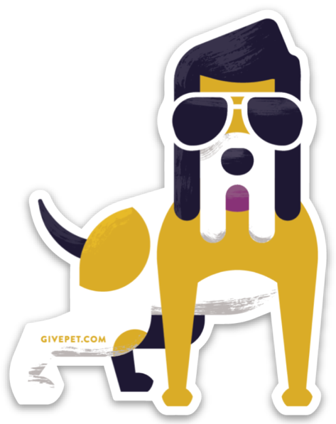 A custom, GivePet Doghouse Rock sticker sized at 2.35x3". Each die-cut sticker is printed on durable vinyl with a sleek matte finish. GivePet is a dog and cat treat company who donates treats to rescues with every purchase of our wholesome treats!

Perfec