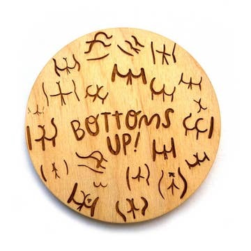 SnowMade - Bottoms Up Laser Engraved Wood Coaster