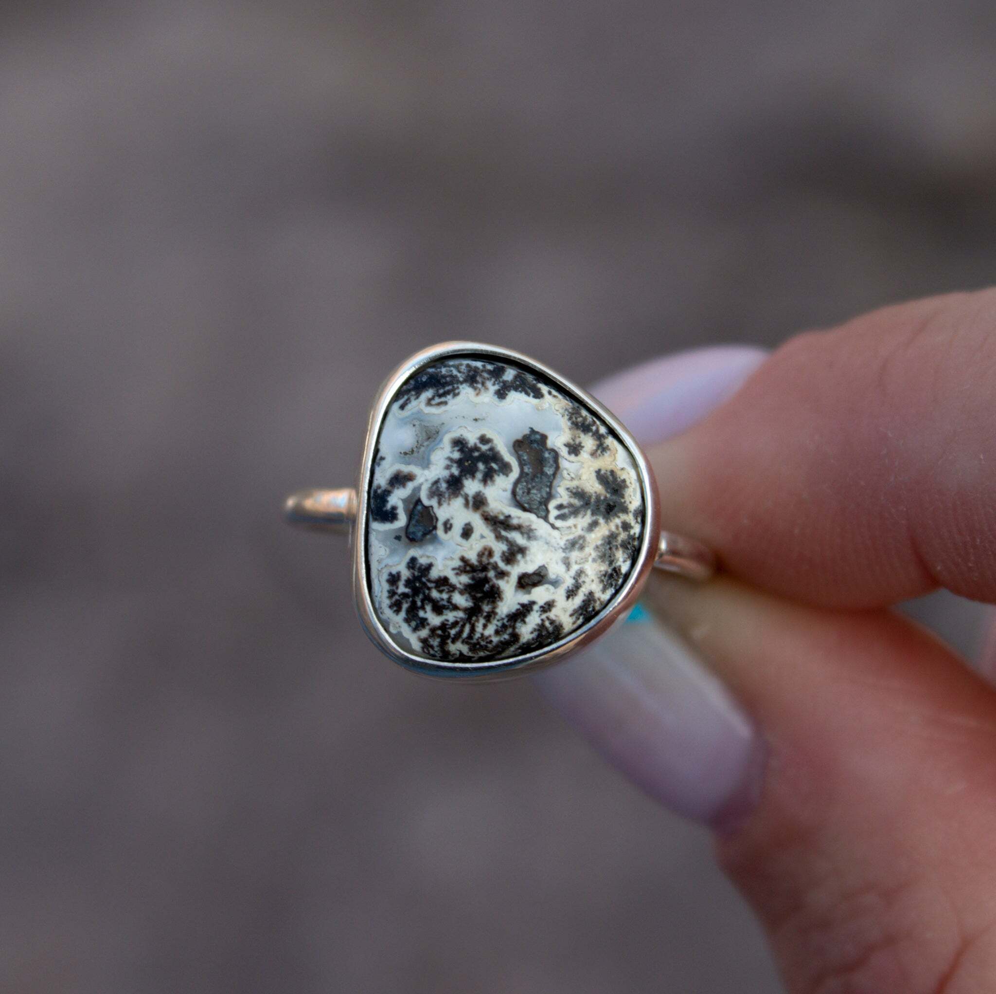 Dazed and Topazed- Dendrite Agate Ring Size