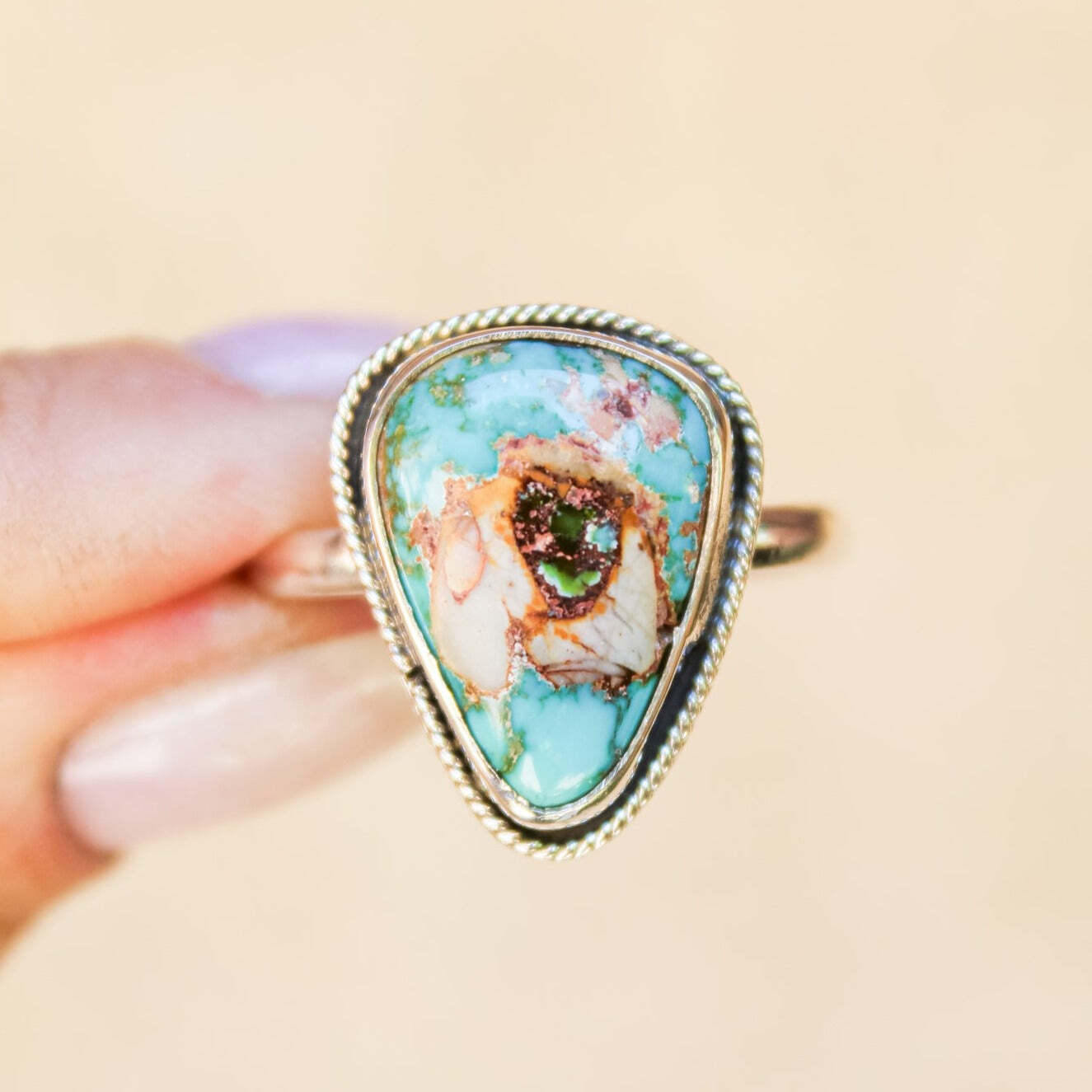 Dazed and Topazed- Roped Turquoise Ring