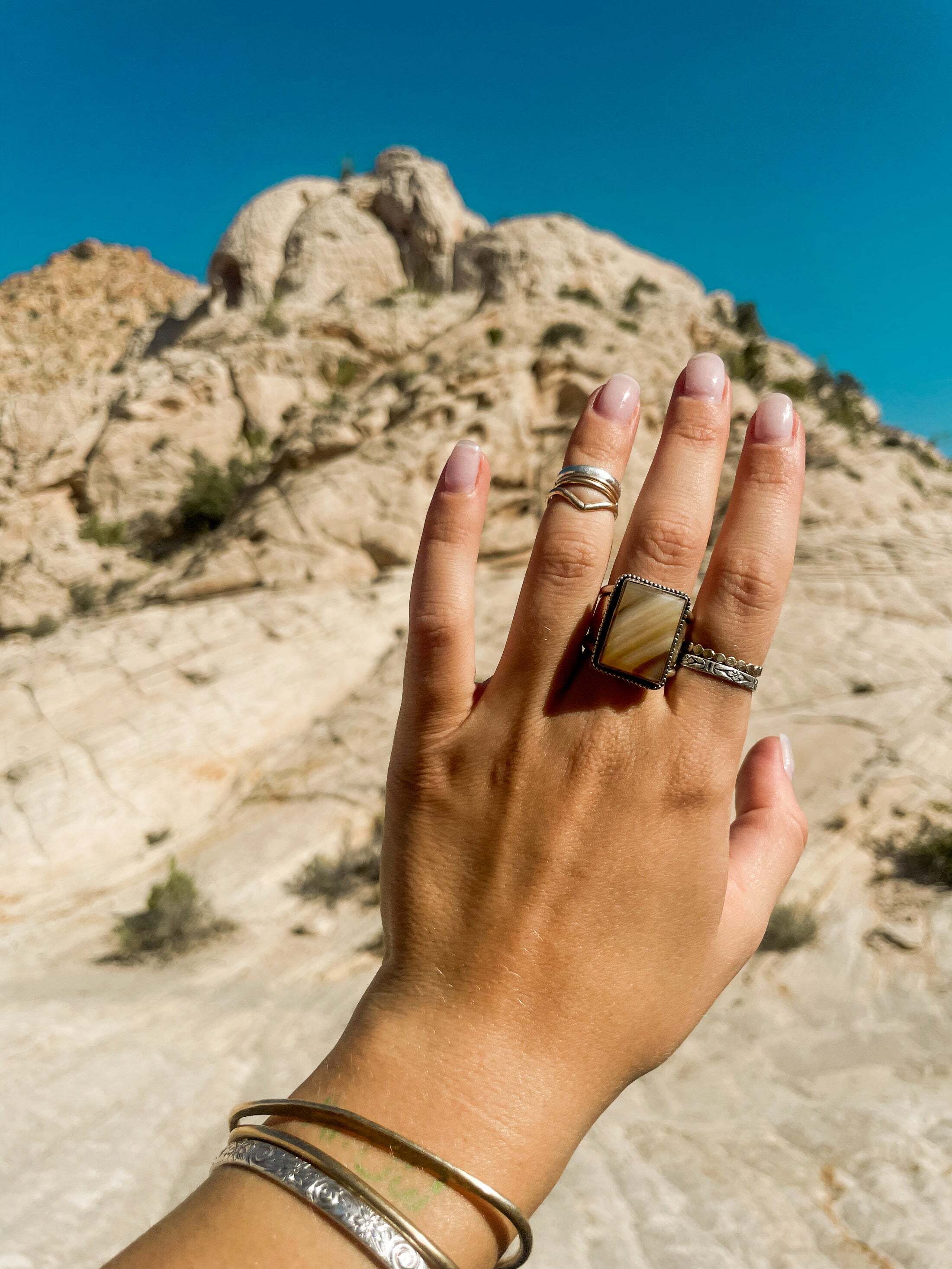 Dazed and Topazed- Utah Banded Agate Ring