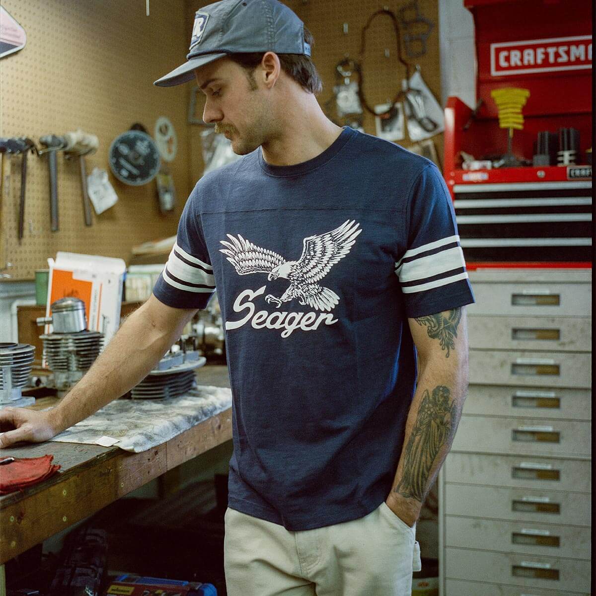 Seager- Riggins Crew Tee Navy