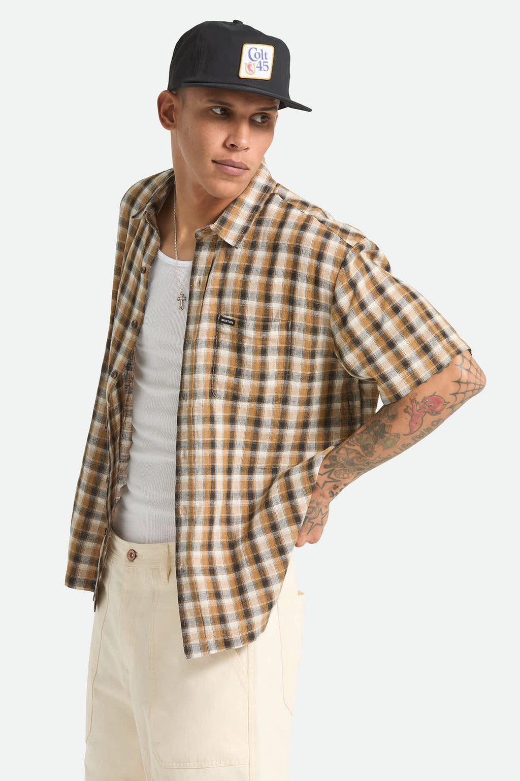 Brixton- Cru Linen Blend Plaid Shirt