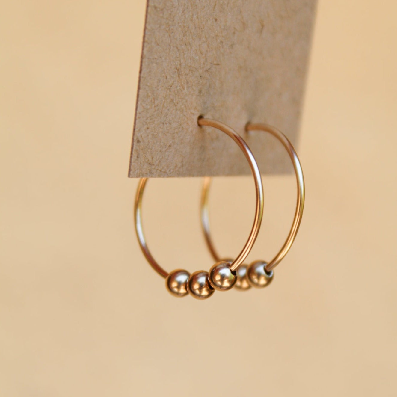 Dazed and Topazed- Gold Bead Hoop Earrings